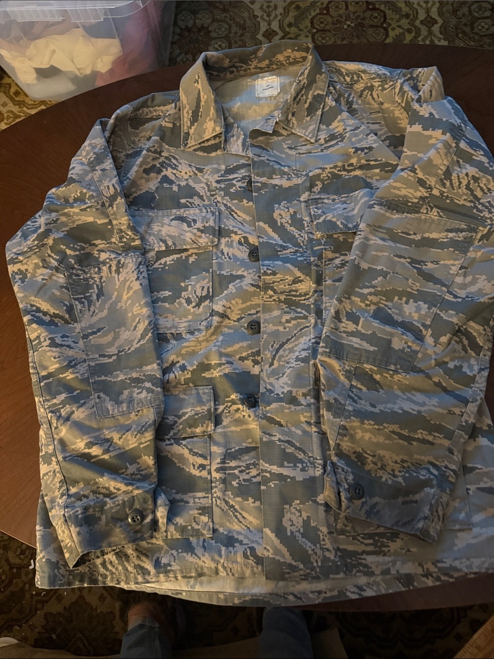 Men's Military-Style Field Jacket in Blue and Gray Digital Camo